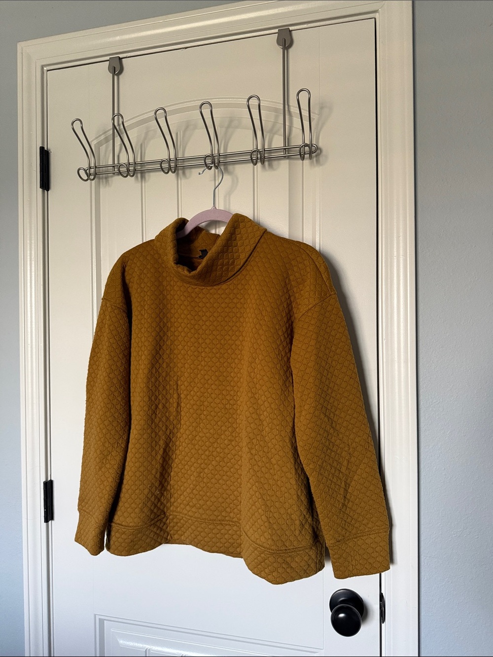Jones New York Quilted Cowl Neck Sweater in Mustard